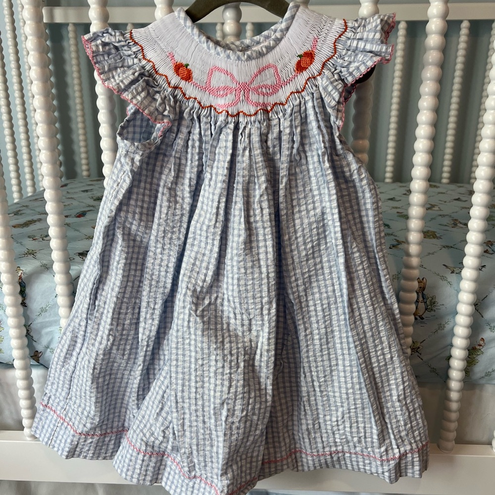 Smocked gingham bow Pumpkin Dress